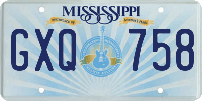 MS license plate GXQ758