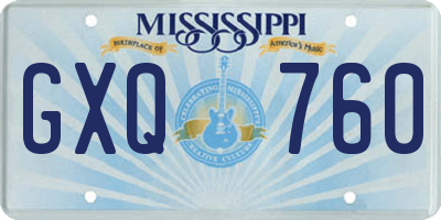 MS license plate GXQ760