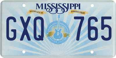 MS license plate GXQ765