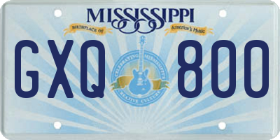 MS license plate GXQ800