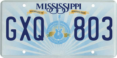 MS license plate GXQ803