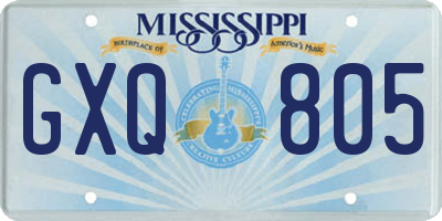 MS license plate GXQ805