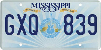 MS license plate GXQ839