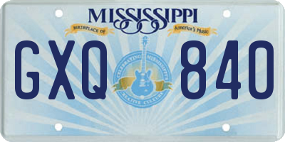 MS license plate GXQ840
