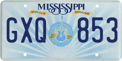 MS license plate GXQ853