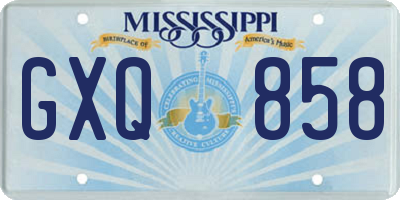 MS license plate GXQ858