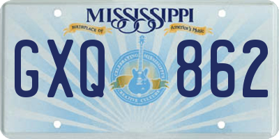 MS license plate GXQ862