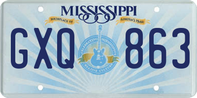 MS license plate GXQ863