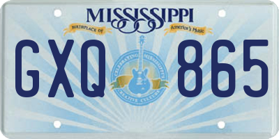 MS license plate GXQ865