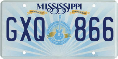 MS license plate GXQ866