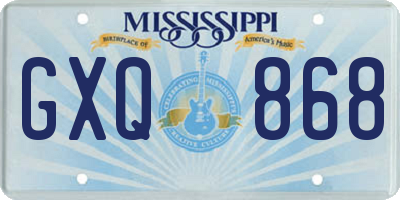 MS license plate GXQ868