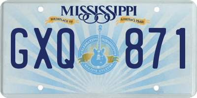 MS license plate GXQ871