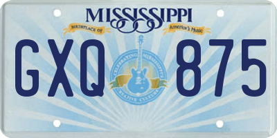 MS license plate GXQ875
