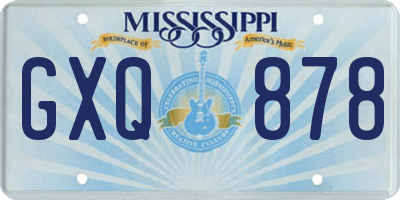 MS license plate GXQ878