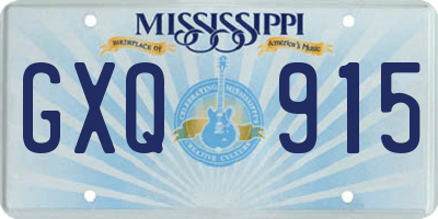 MS license plate GXQ915