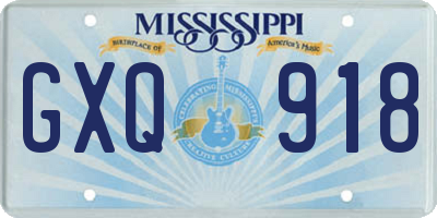 MS license plate GXQ918