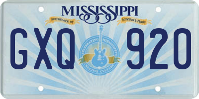 MS license plate GXQ920