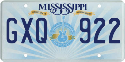 MS license plate GXQ922