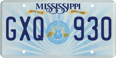 MS license plate GXQ930