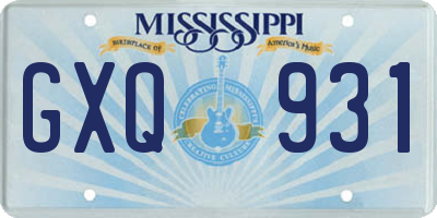 MS license plate GXQ931