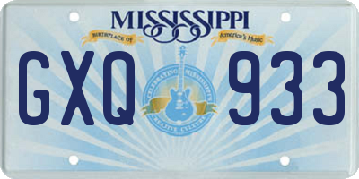 MS license plate GXQ933
