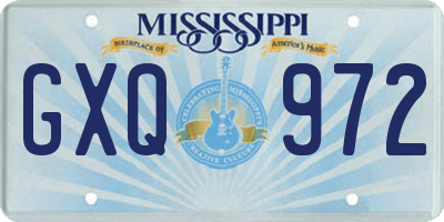 MS license plate GXQ972