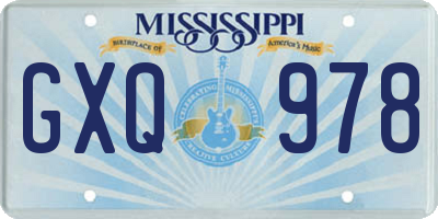 MS license plate GXQ978