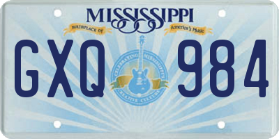 MS license plate GXQ984