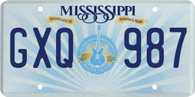MS license plate GXQ987