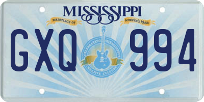 MS license plate GXQ994
