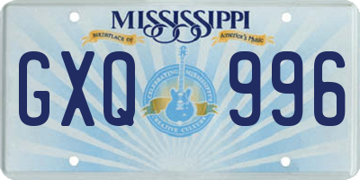 MS license plate GXQ996