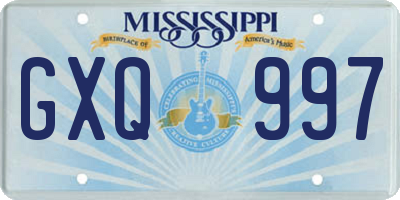 MS license plate GXQ997
