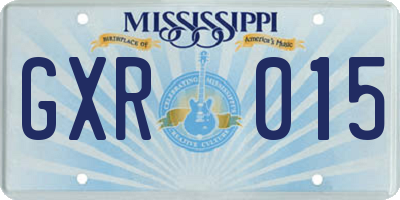 MS license plate GXR015