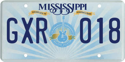MS license plate GXR018