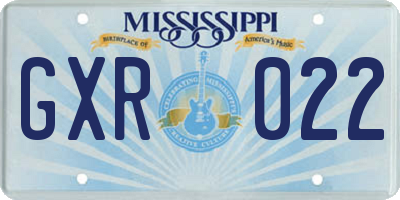 MS license plate GXR022