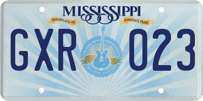 MS license plate GXR023