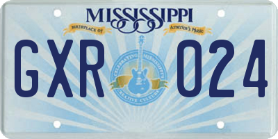 MS license plate GXR024
