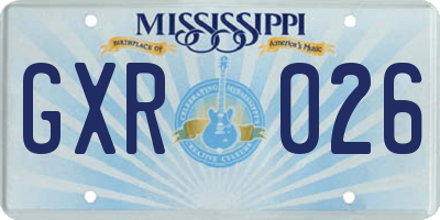 MS license plate GXR026