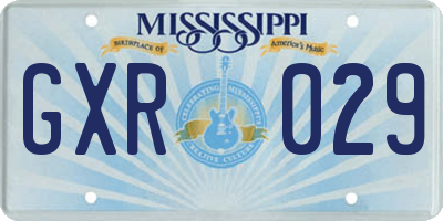 MS license plate GXR029