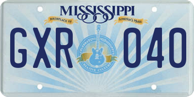MS license plate GXR040