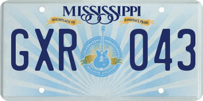 MS license plate GXR043