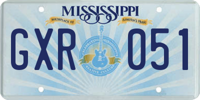 MS license plate GXR051