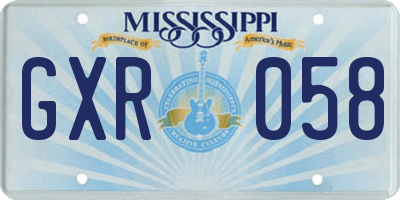 MS license plate GXR058