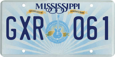 MS license plate GXR061