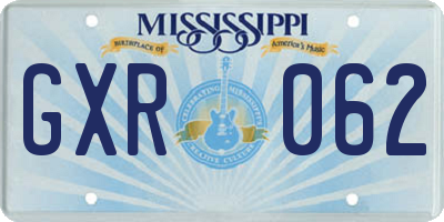 MS license plate GXR062