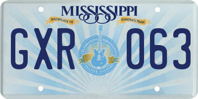 MS license plate GXR063