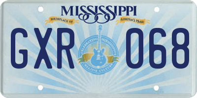 MS license plate GXR068