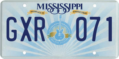 MS license plate GXR071