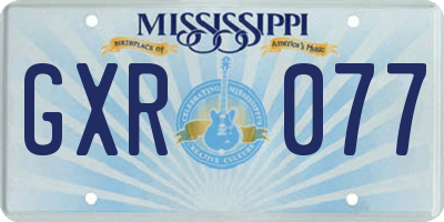 MS license plate GXR077