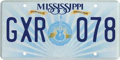 MS license plate GXR078